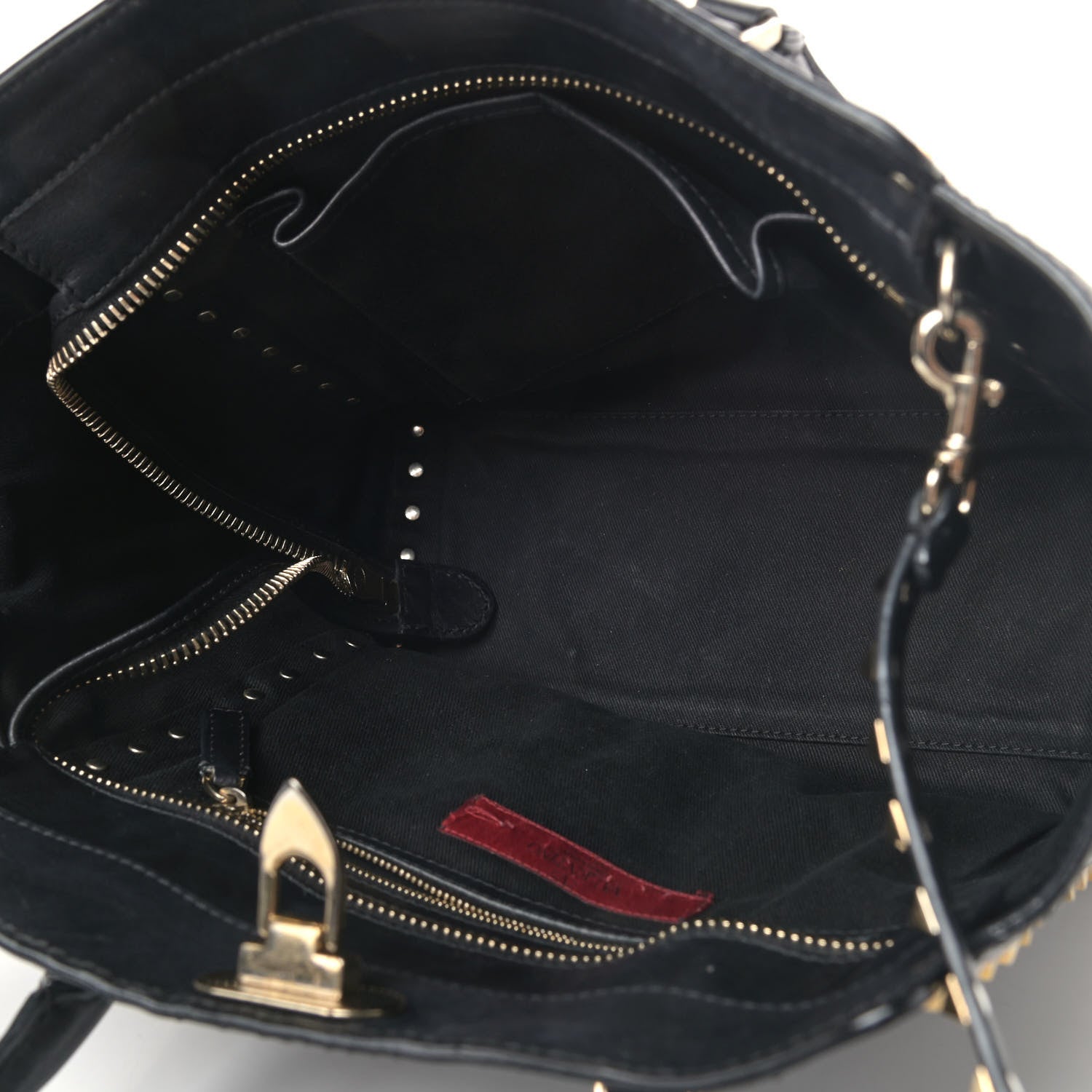 Valentino Garavani Vitello Rockstud Double Handle Tote Black 4 of 6