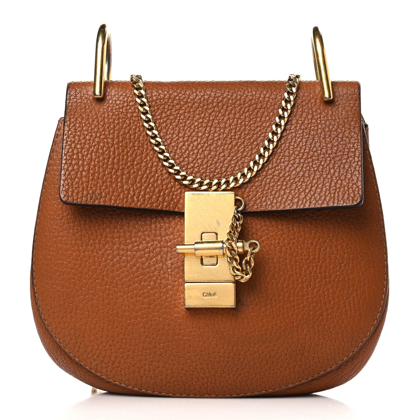 Grained Lambskin Mini Drew Shoulder Bag Caramel