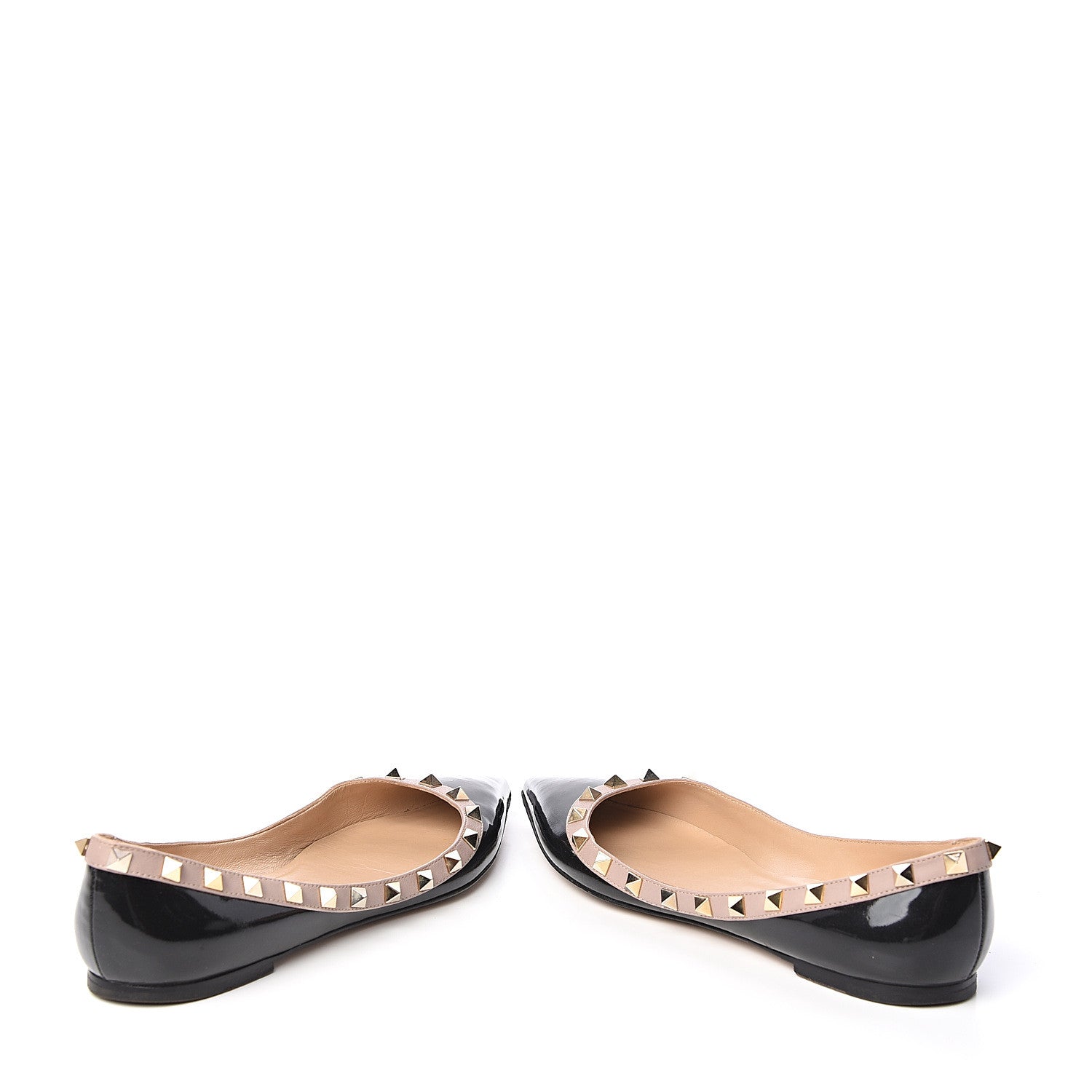 Valentino Garavani Patent Nappa Rockstud Ballerina Flats 37.5 Black Poudre 8 of 10