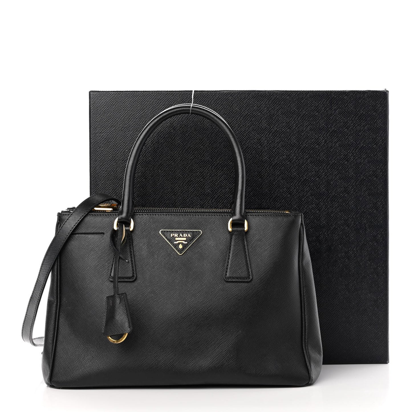 Saffiano Small Galleria Double Zip Tote Black