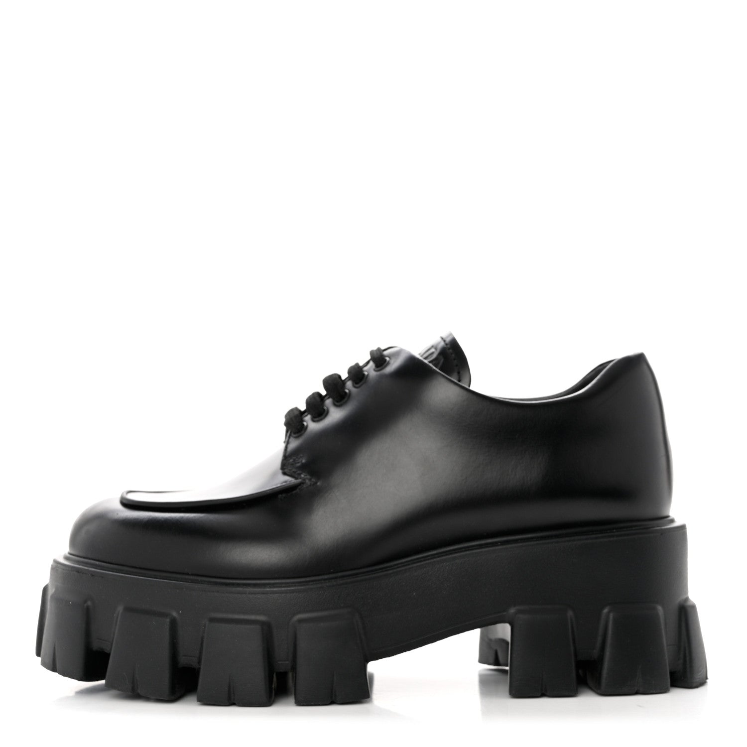 Prada Spazzolato Rois Monolith 55mm Derby Loafers 36 Black 1 of 10