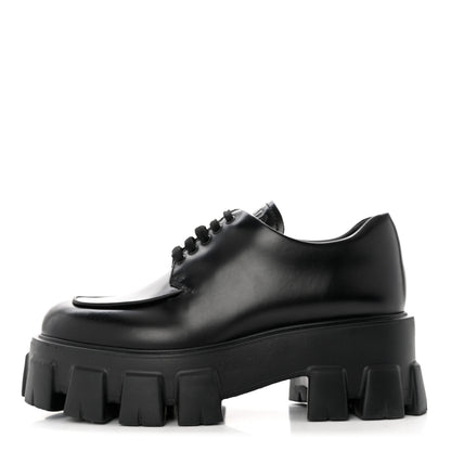 Prada Spazzolato Rois Monolith 55mm Derby Loafers 36 Black 1 of 10