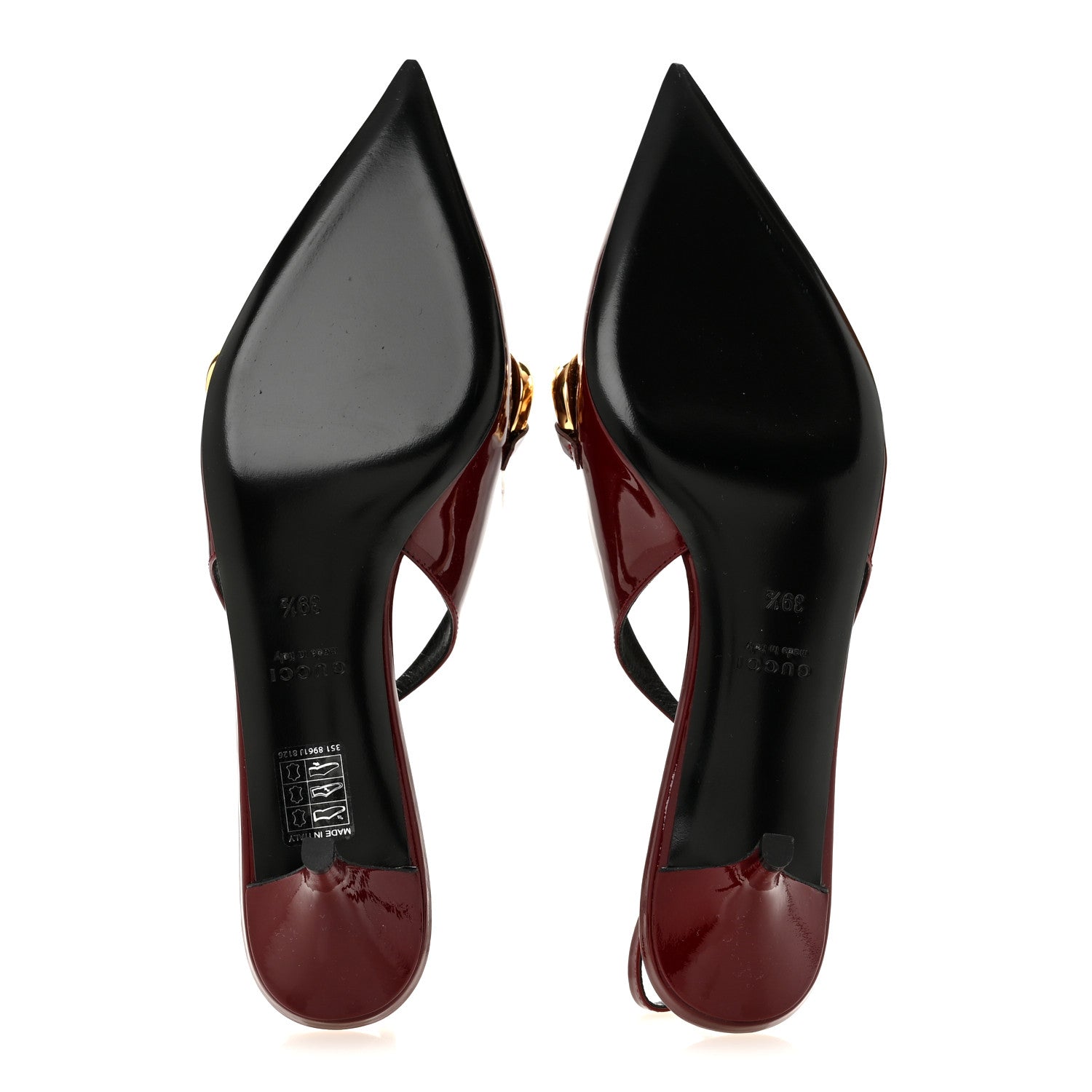 Gucci Vernice Crystal Nappa Charlotte Marina Slingback Pumps 39.5 Ancora 6 of 10