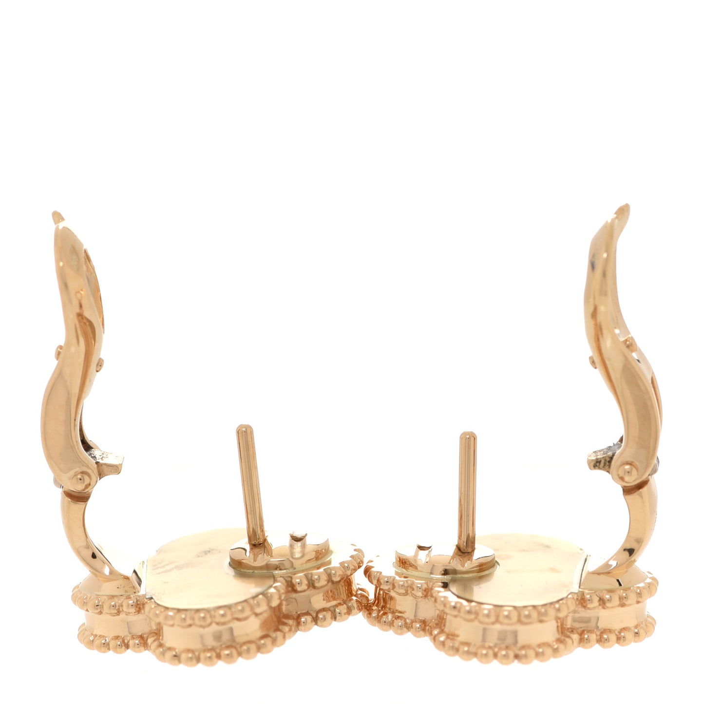 18K Yellow Gold Guilloche Vintage Alhambra Earrings
