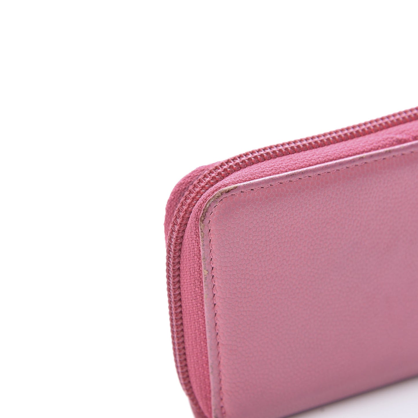 Caviar Button Zip Coin Purse Pink