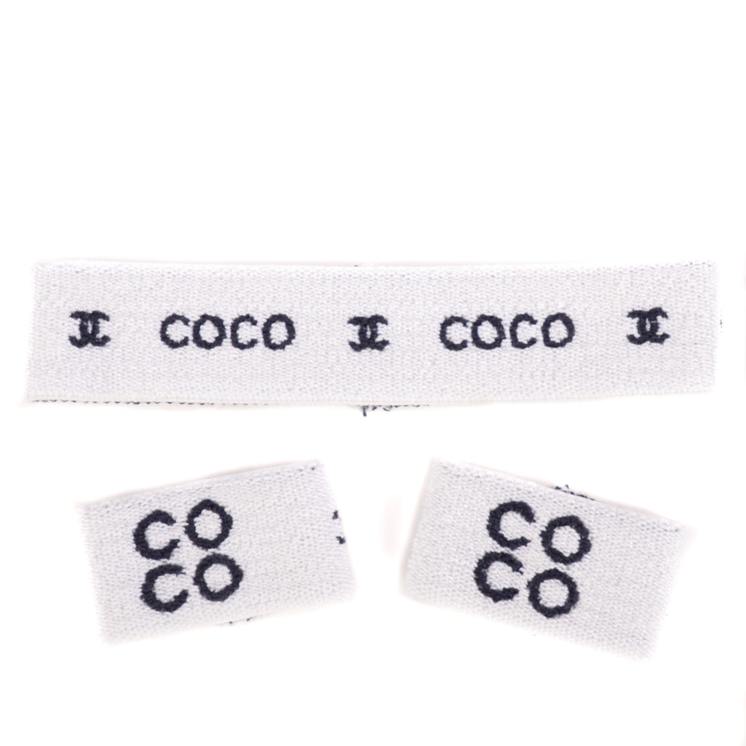 Chanel Knit Coco CC Headband Wristband Set Black White 1 of 8