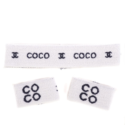 Chanel Knit Coco CC Headband Wristband Set Black White 1 of 8