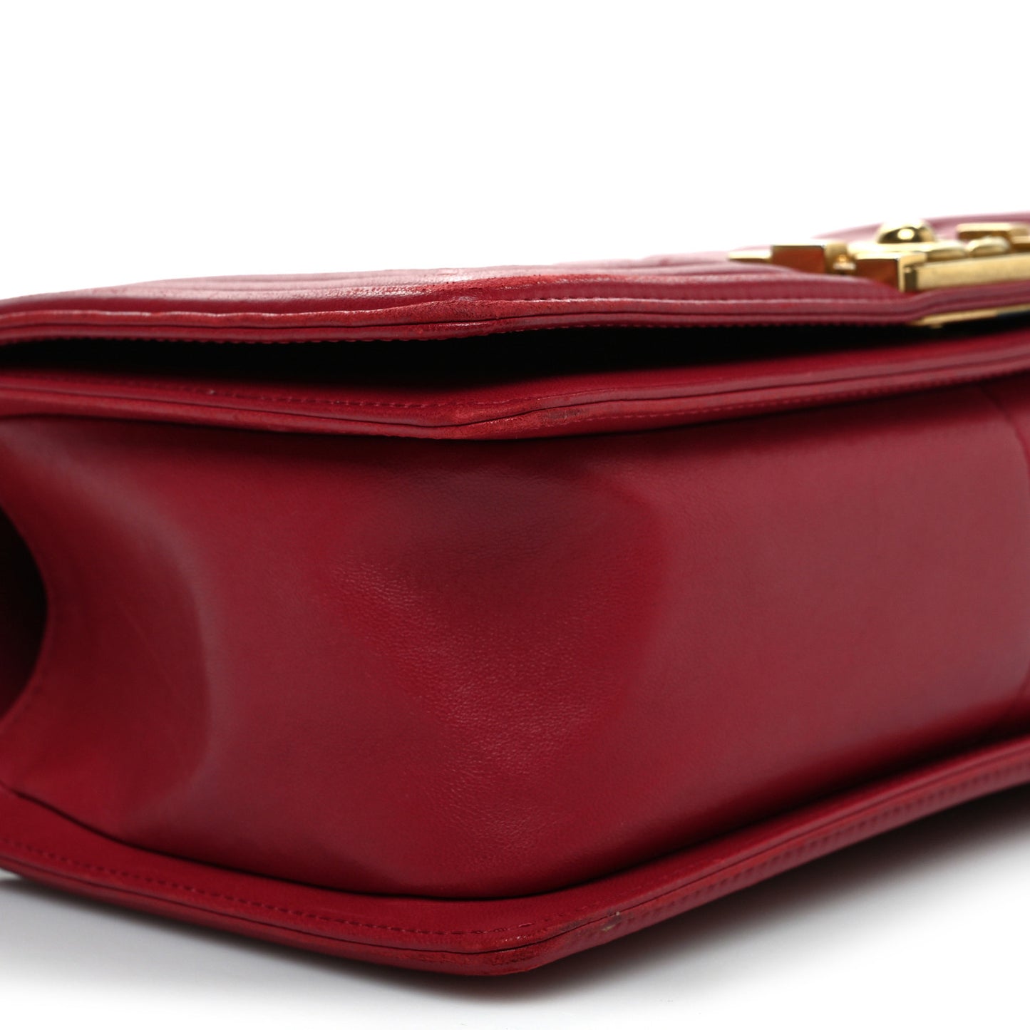 Lambskin Quilted Medium Boy Flap Red