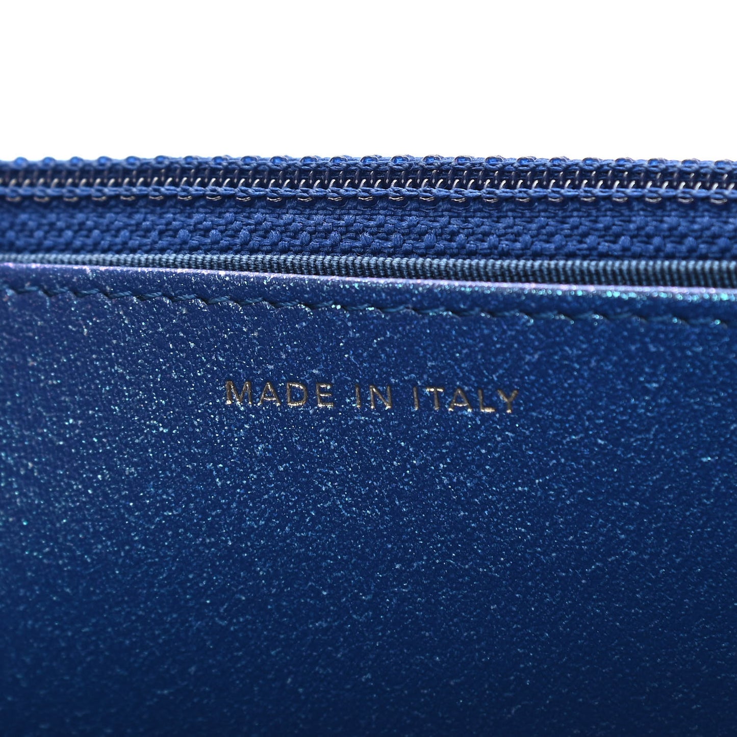 Metallic Aged Calfskin Quilted 2.55 Reissue Wallet on Chain WOC Blue