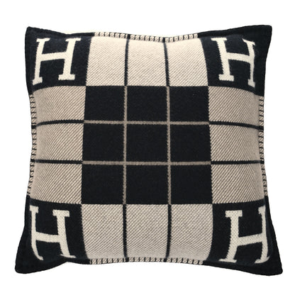 Hermes Wool Cashmere Avalon III Pillow PM Ecru Black 1 of 3