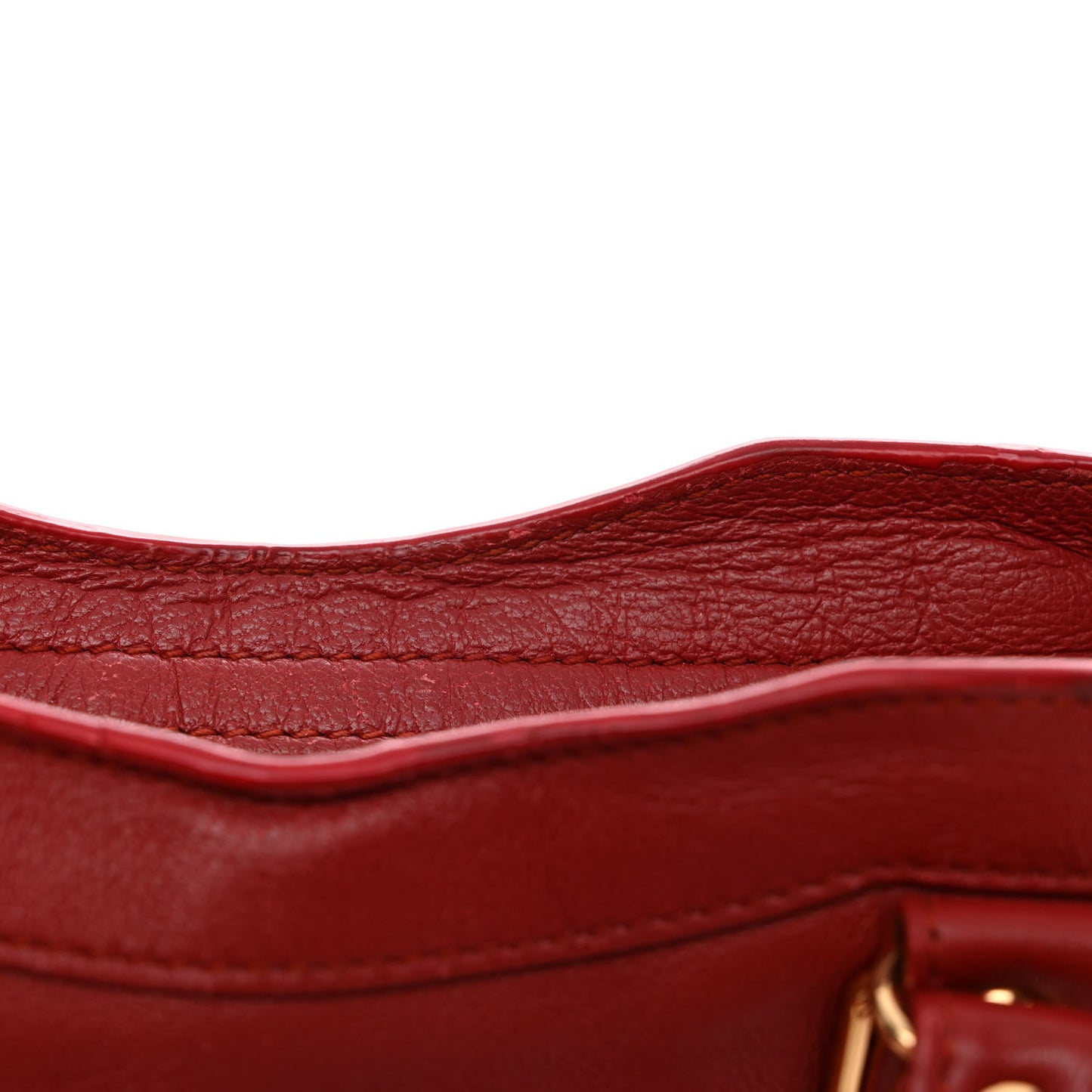 Chevre Gold Metallic Edge Hardware Mini City Rouge Brique Rouge Grenade