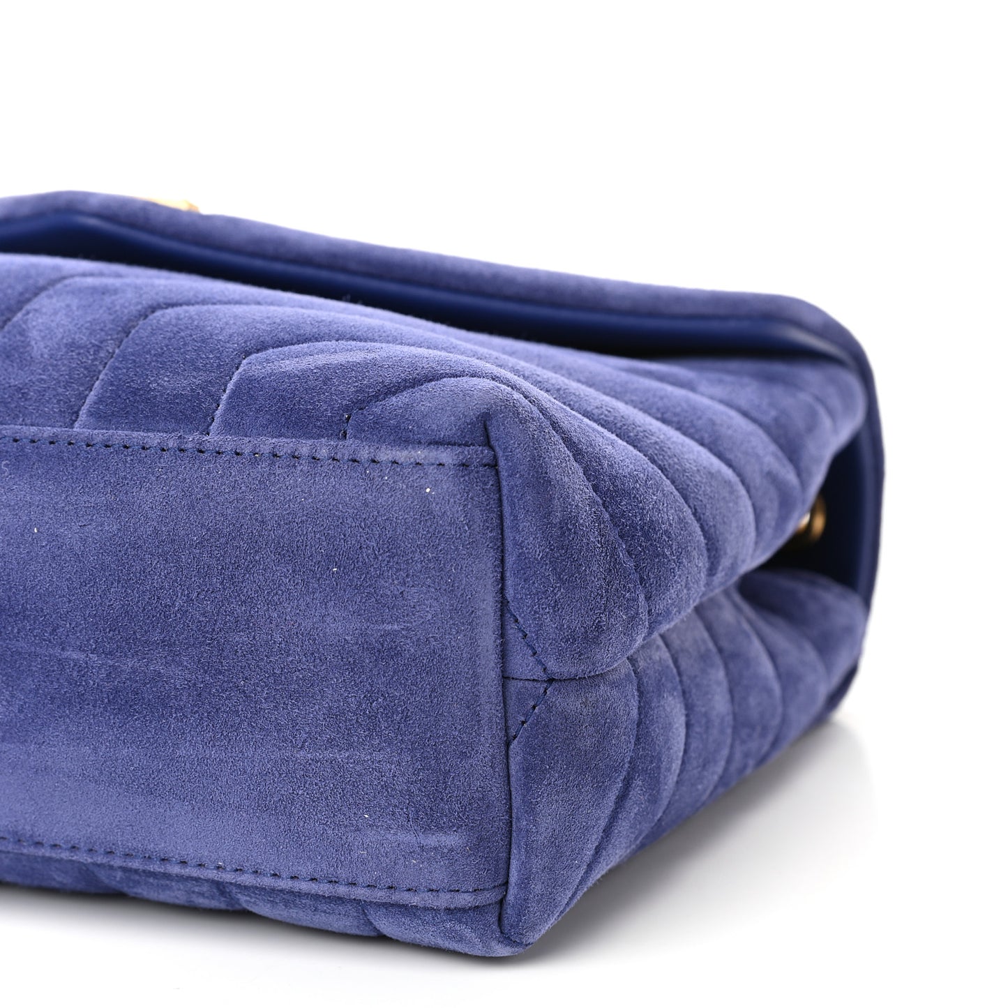Velvet Y Quilted Monogram Small Loulou Chain Satchel Blue Sapphire