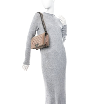 Chanel Velvet Tweed Quilted Medium Boy Flap Beige 2 of 14