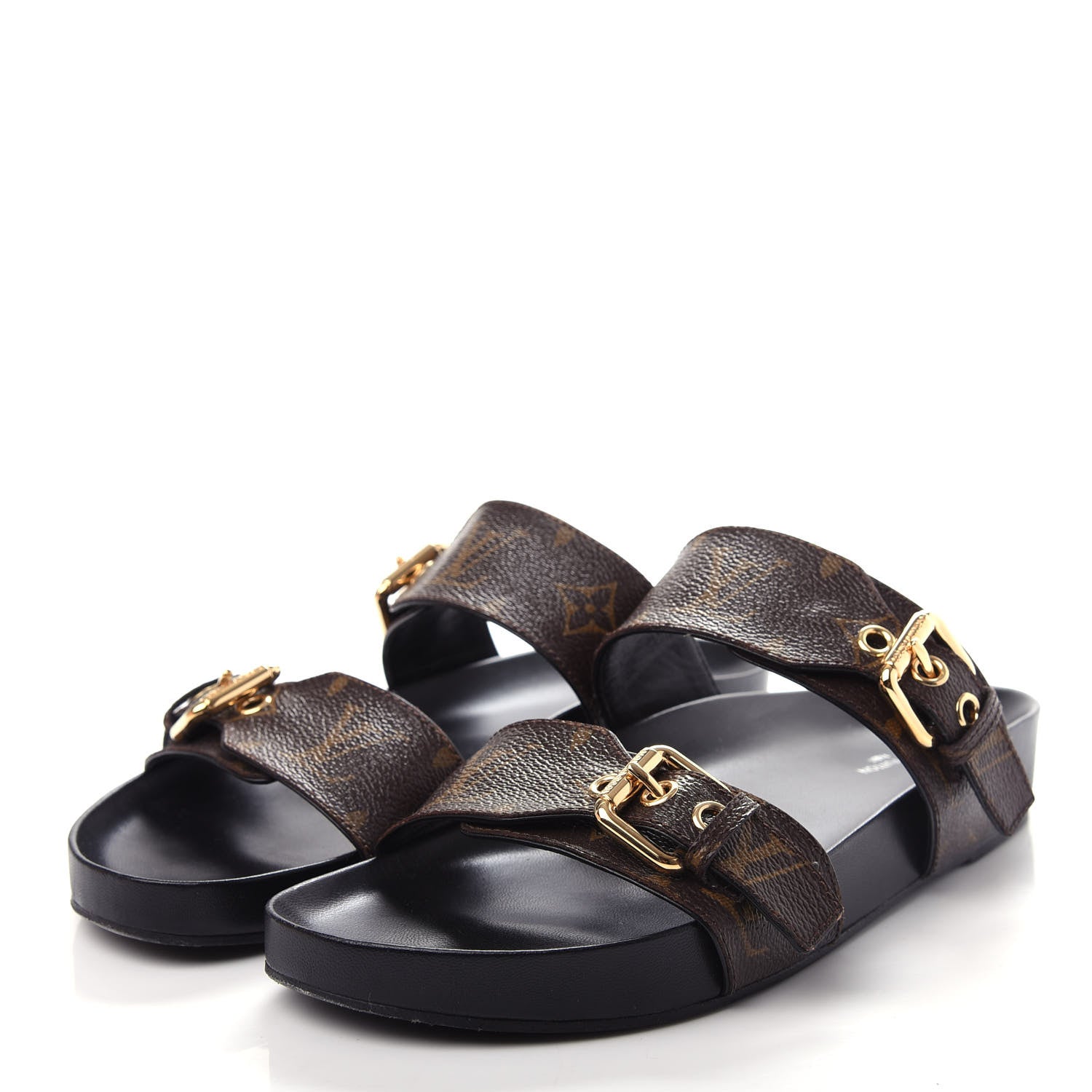 Louis Vuitton Monogram Bom Dia Mule Sandals 37 Black 3 of 11