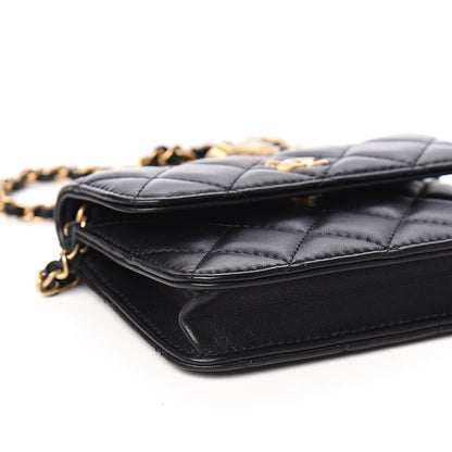 Chanel Lambskin Quilted Pearl Crush Clutch With Chain Black 8 of 10