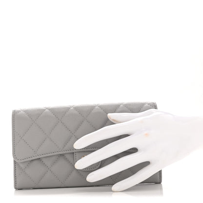 Chanel Caviar Quilted Large Gusset Flap Wallet Grey 2 of 11