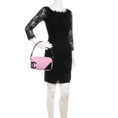Chanel Calfskin Quilted Cambon Pochette Pink Black 2 of 7