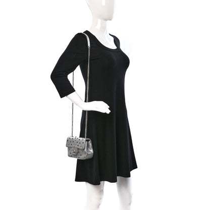 Chanel Metallic Lambskin Chevron Quilted Studded Extra Mini Flap Silver 2 of 13