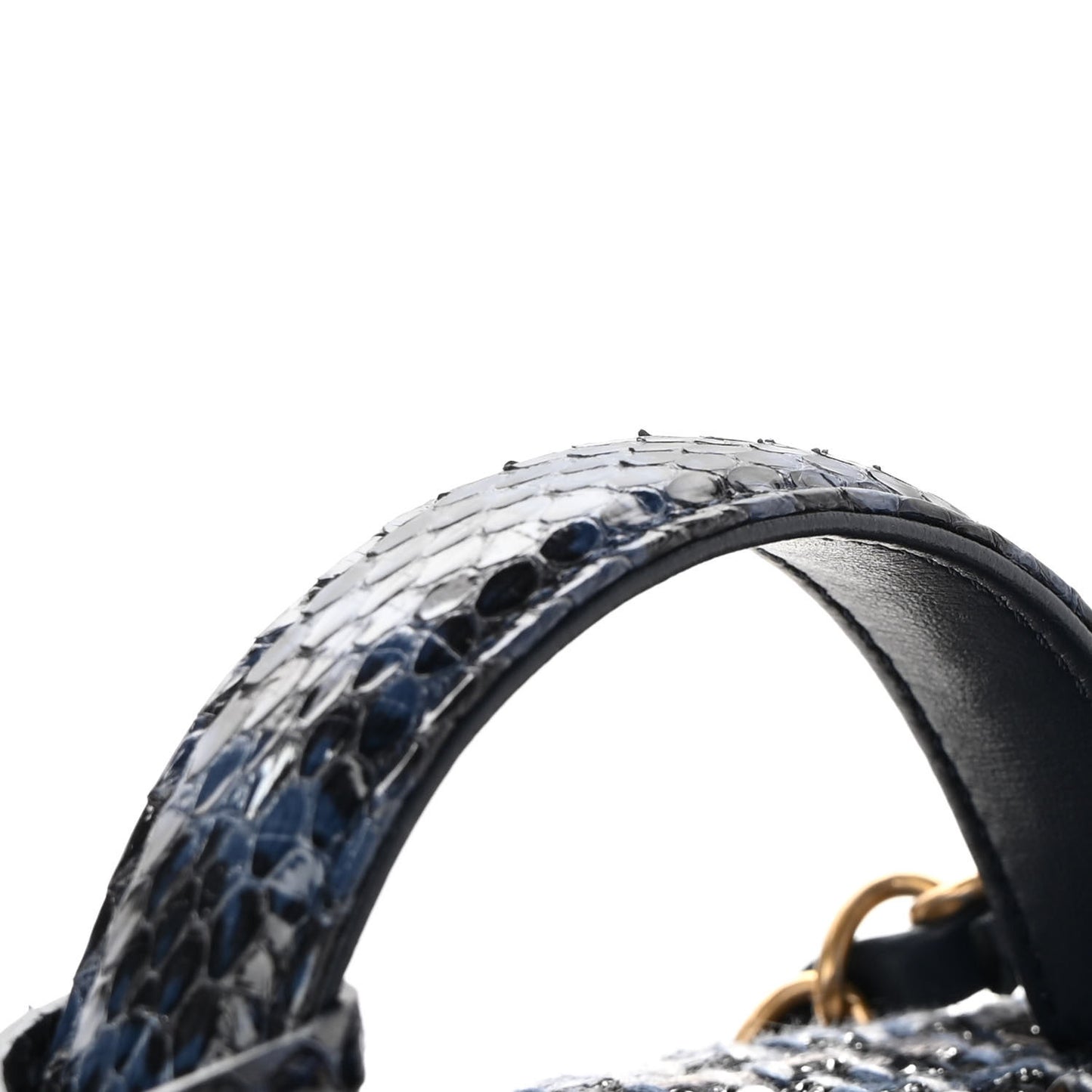 Tweed Snakeskin Quilted Medium CC Filigree Vanity Case Dark Navy