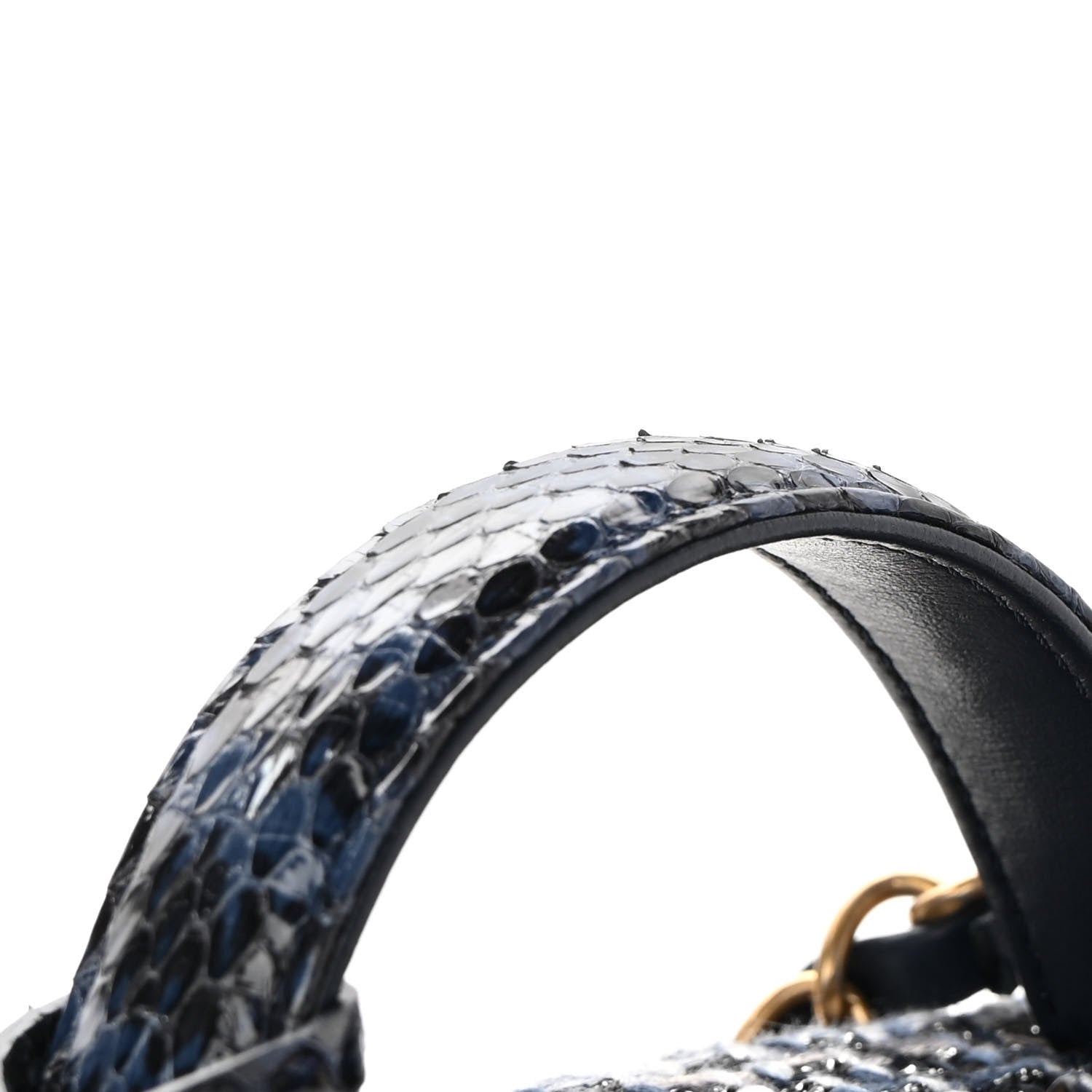 Chanel Tweed Snakeskin Quilted Medium CC Filigree Vanity Case Dark Navy 11 of 11
