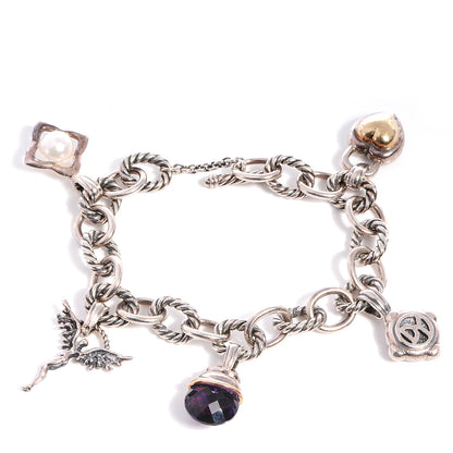 David Yurman 18k Gold and Sterling Silver Amethyst Charm Bracelet 1 of 6