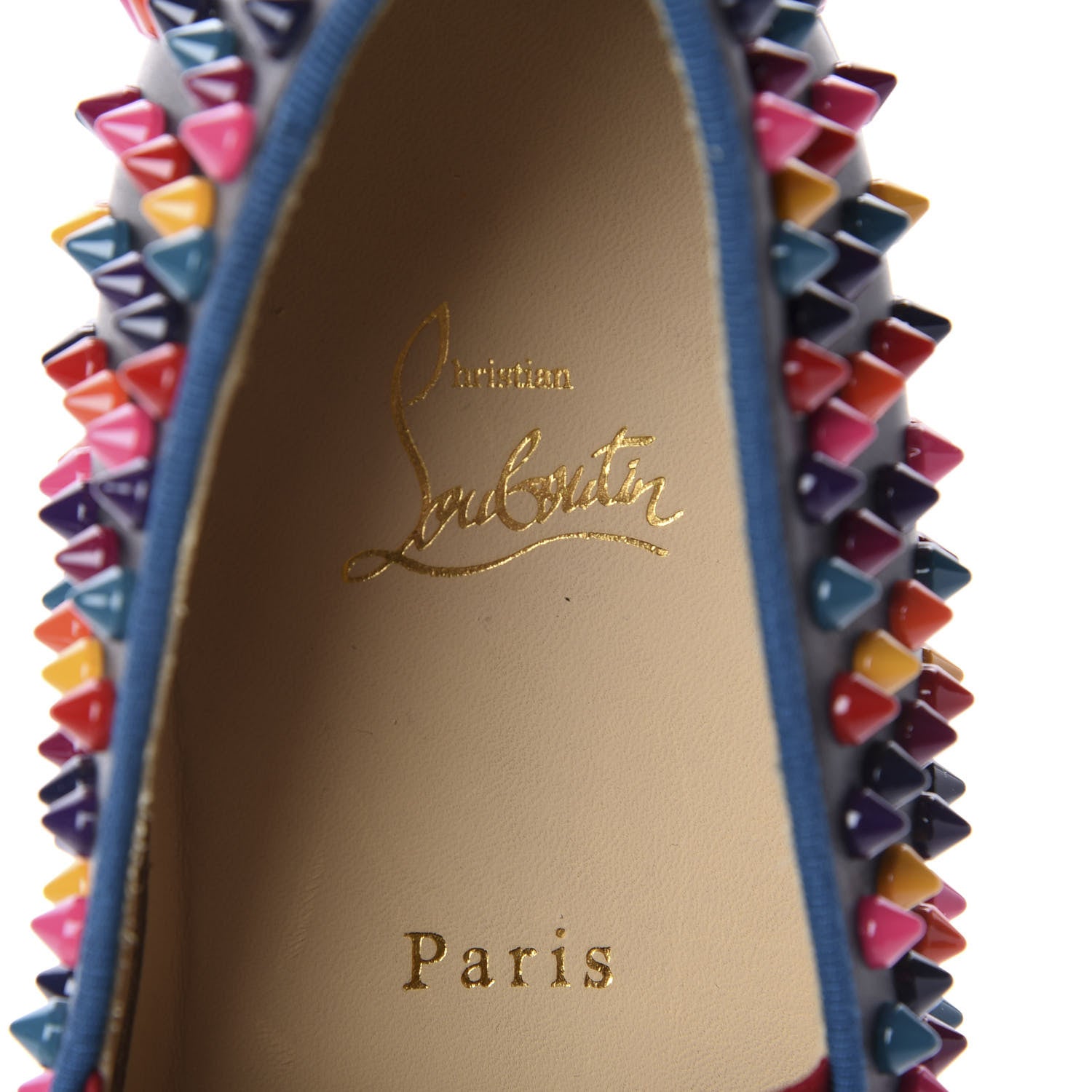 Christian Louboutin Calfskin Spikes Mens Roller Boat Flat 41 Black Multicolor 7 of 9