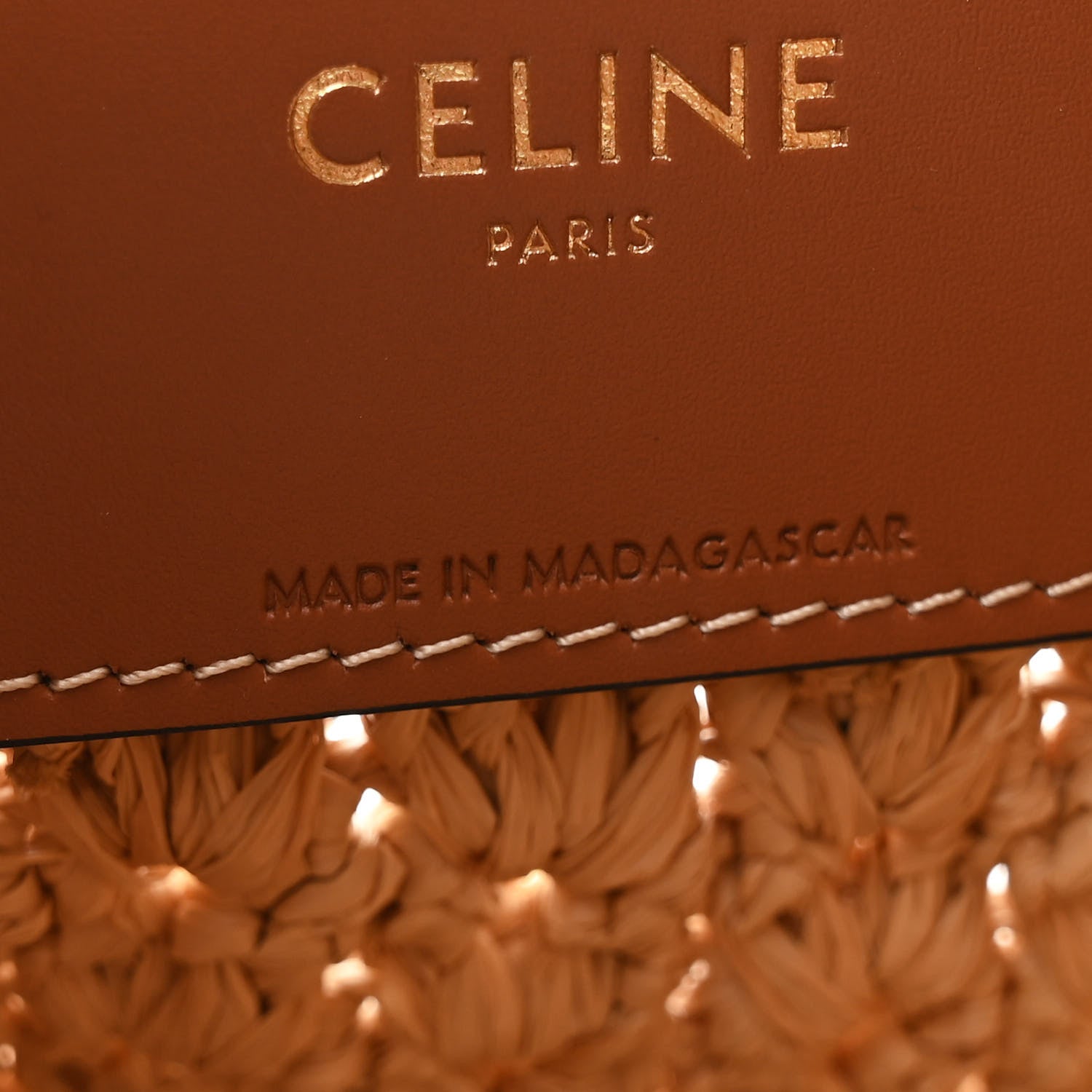 Celine Raffia Calfskin Triomphe Panier Hobo Bag Natural Tan 7 of 10