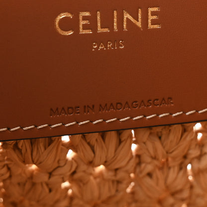 Celine Raffia Calfskin Triomphe Panier Hobo Bag Natural Tan 7 of 10