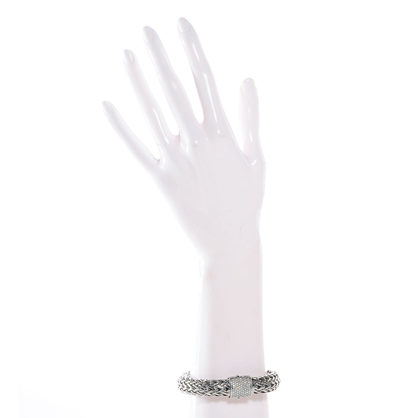 Sterling Silver 18K Gold Pave Diamond Large Classic Chain 12mm Clasp Bracelet size Medium