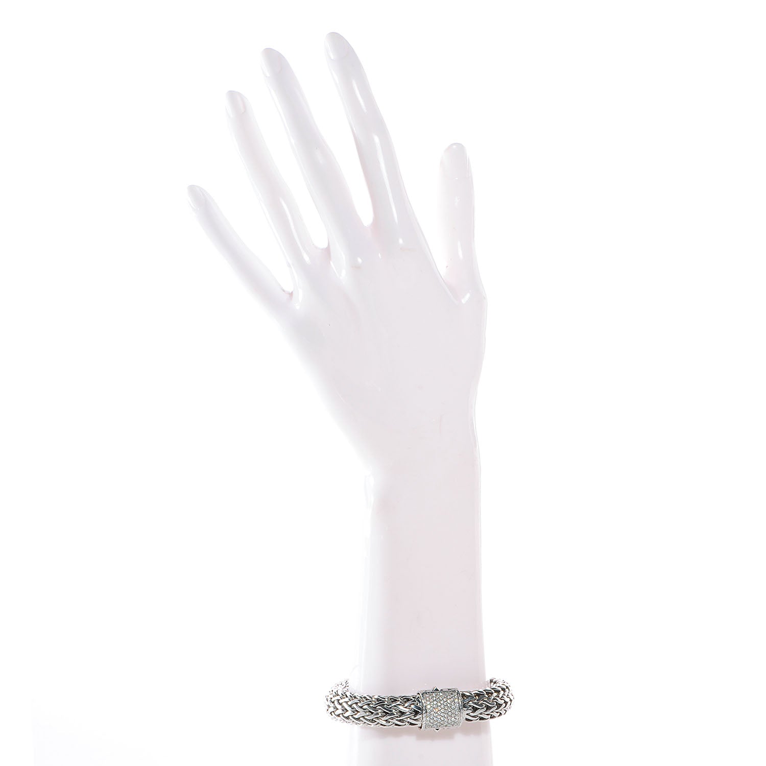 John Hardy Sterling Silver 18K Gold Pave Diamond Large Classic Chain 12mm Clasp Bracelet size Medium 2 of 7