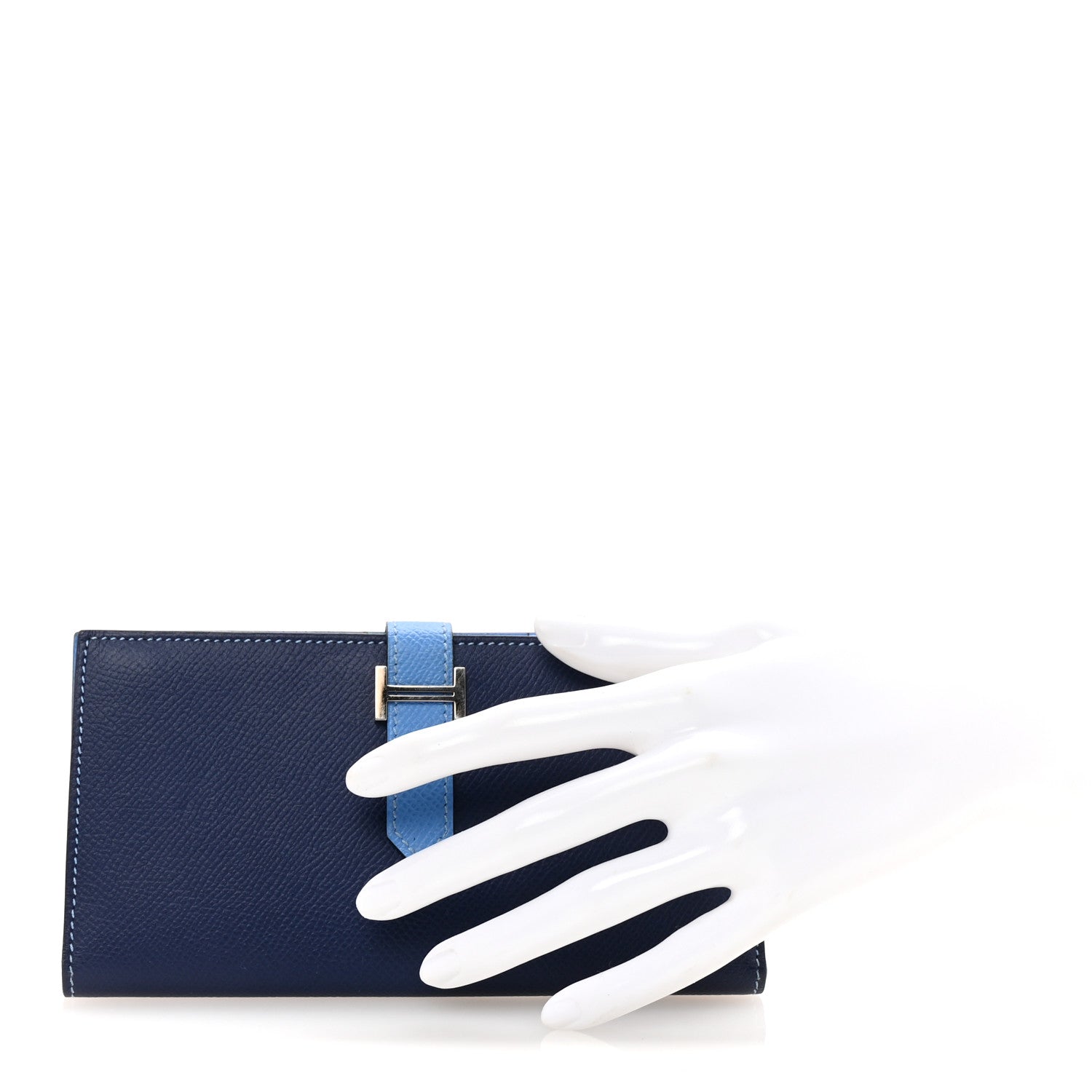 Hermes Epsom Bicolor Bearn Gusset Wallet Bleu Saphir Bleu Paradis 2 of 7