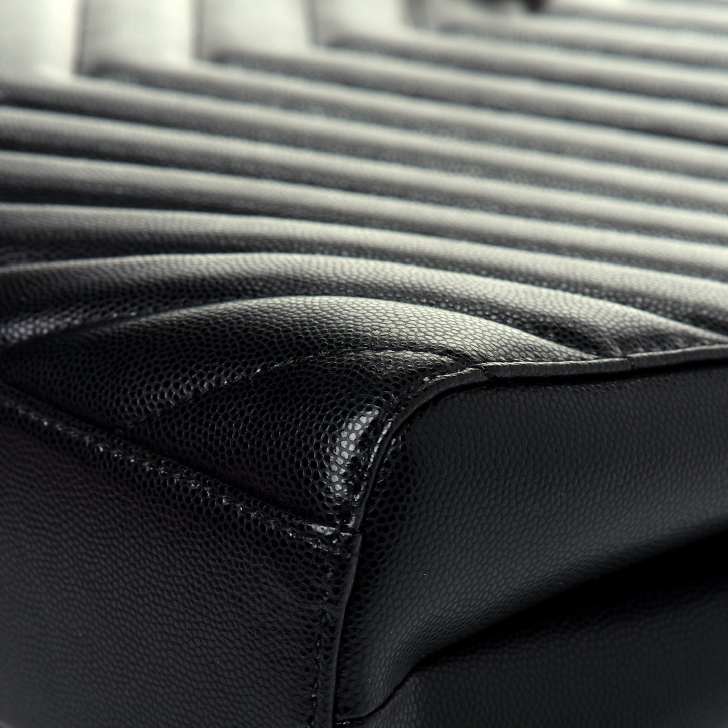 Grain De Poudre Matelasse Chevron Medium Tribeca Shopping Bag Black