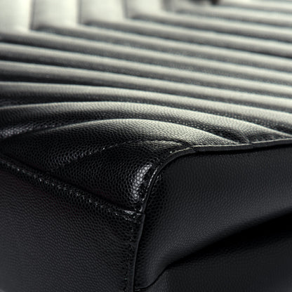 Saint Laurent Grain De Poudre Matelasse Chevron Medium Tribeca Shopping Bag Black 13 of 14