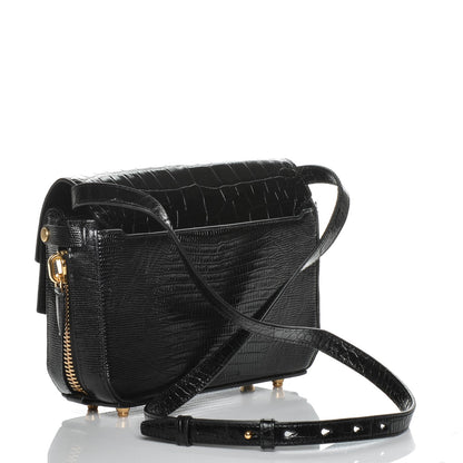 Alexander Wang Crocodile Embossed Patent Calfskin Tri-Fold Shoulder Bag Black 3 of 12