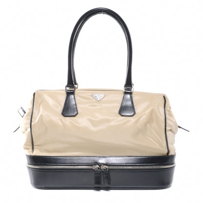 Prada Tessuto Nylon Leather Travel Tote Lino Black 1 of 7