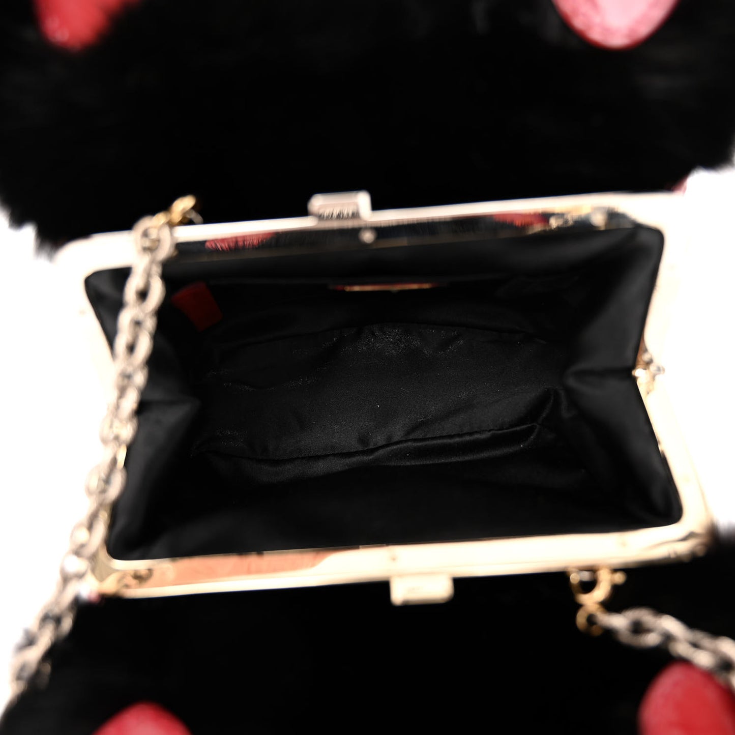 Lace Pearl Mink Fur Neve Evening Bag Black