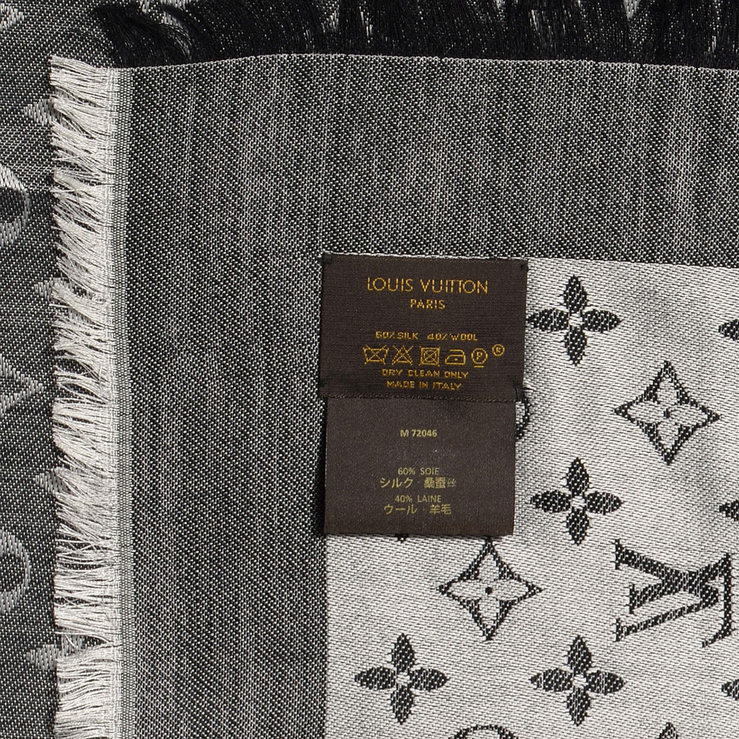 Louis Vuitton Silk Wool Monogram Denim Shawl Black 5 of 5