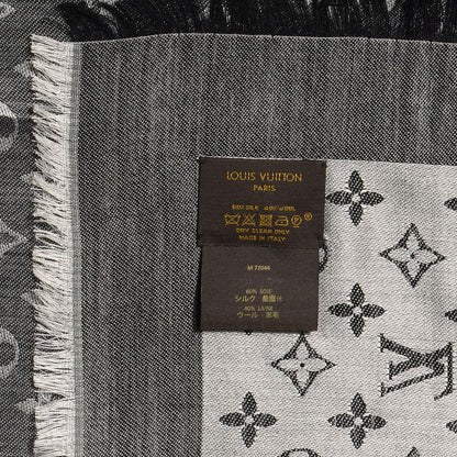 Louis Vuitton Silk Wool Monogram Denim Shawl Black 5 of 5