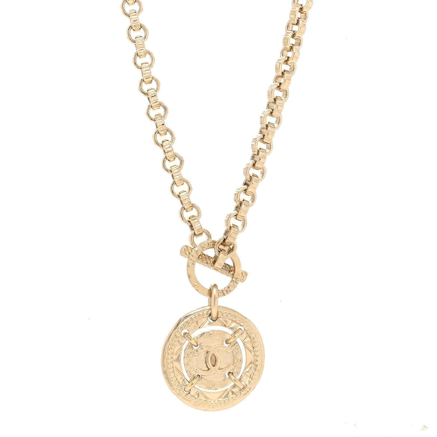 Chanel Metal CC Medallion Chain Necklace Gold 1 of 5