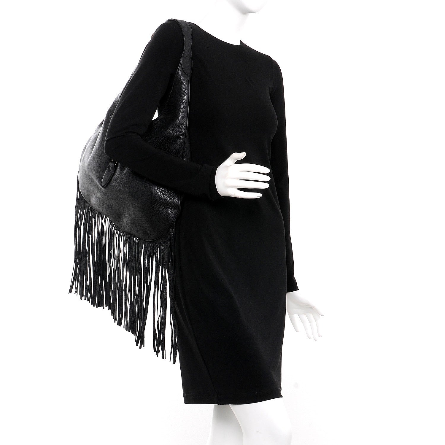 Gucci Cellarius Large New Jackie Nouveau Fringe Hobo Black 2 of 7