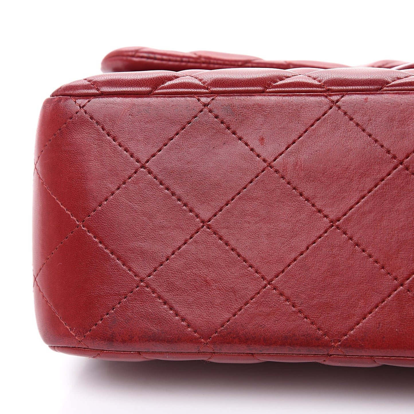 Lambskin Quilted Jumbo Double Flap Dark Red