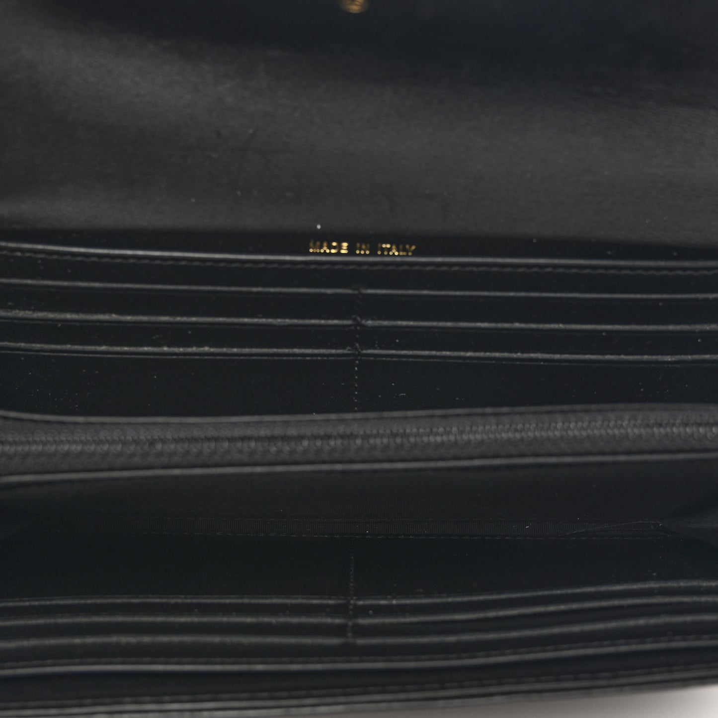 Lambskin Quilted Boy Large Gusset Flap Wallet Black