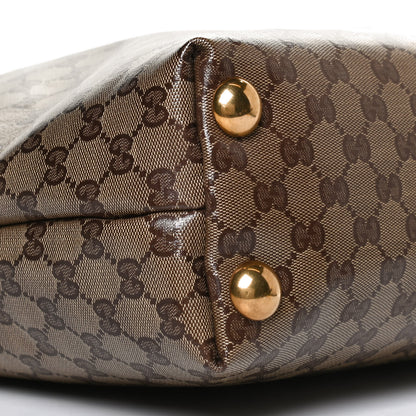 Gucci Crystal Monogram Large Babouska Vertical Shopping Tote Brown 8 of 12