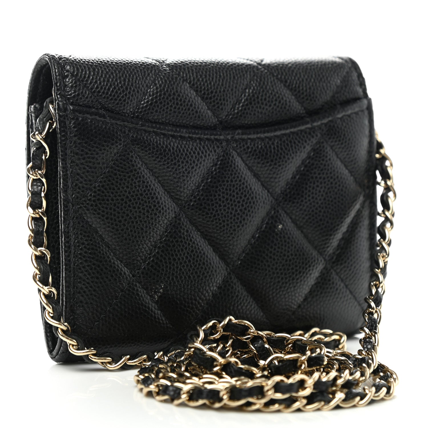 Chanel Caviar Quilted Flap Card Holder On Chain Black 3 of 13