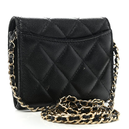Chanel Caviar Quilted Flap Card Holder On Chain Black 3 of 13