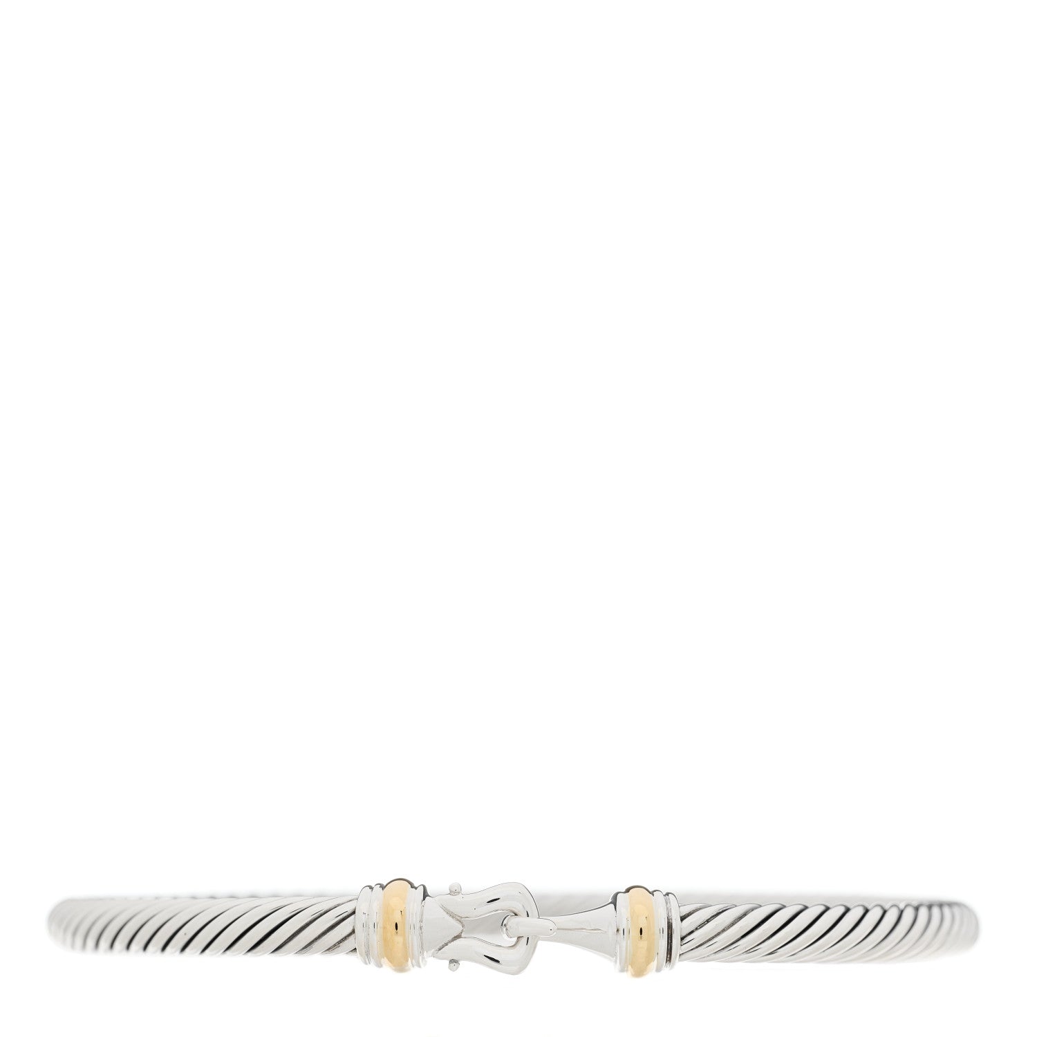 David Yurman Sterling Silver 18K Yellow Gold 4mm Cable Buckle Bracelet 1 of 3