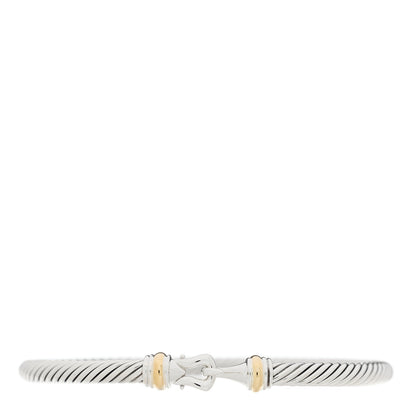 David Yurman Sterling Silver 18K Yellow Gold 4mm Cable Buckle Bracelet 1 of 3