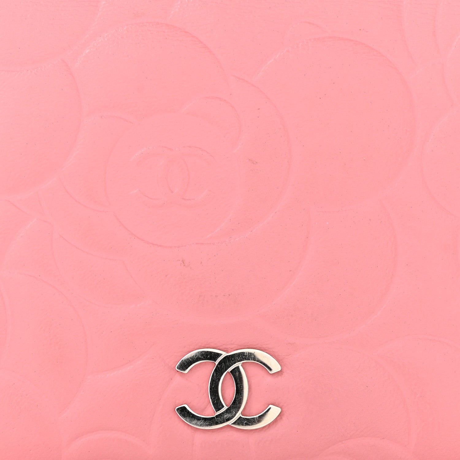 Chanel Lambskin Camellia Embossed Yen Wallet Pink 10 of 10