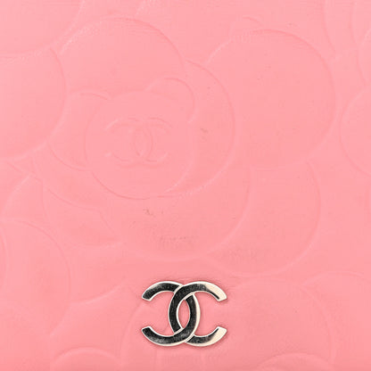 Chanel Lambskin Camellia Embossed Yen Wallet Pink 10 of 10