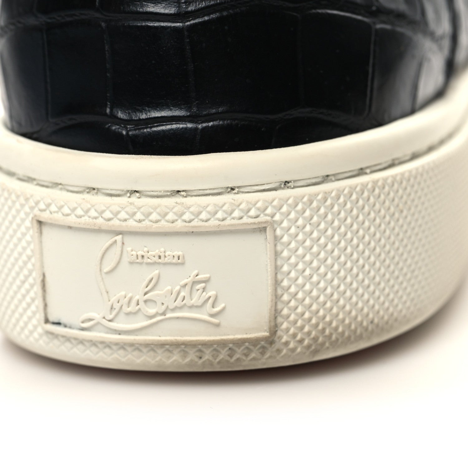 Christian Louboutin Calfskin Alligator Embossed Vieirissima Orlato Flat Sneakers 39 Black 11 of 11